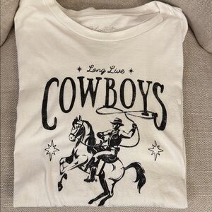 White Graphic Tee with Cowboy Design